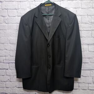 Alberto Nardoni Black Suit Jacket Sz 50R 100% Wool Super 150's High Twist Formal